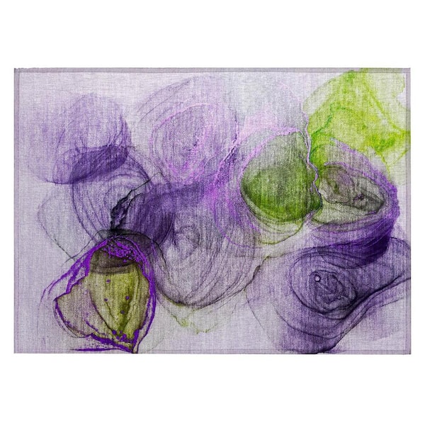 Purple 2 ft. x 3 ft. Abstract Indoor/Outdoor Area Rug