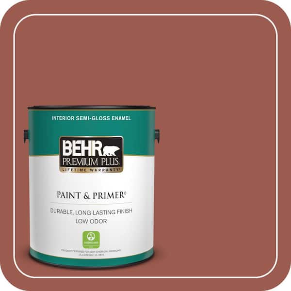 BEHR PREMIUM PLUS 1 gal. #ICC-106 Spicy Cayenne Semi-Gloss Enamel Low Odor Interior Paint & Primer