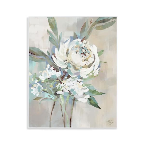 Stupell Industries Antique Rose and Baby's Breath by Nina Blue Unframed Nature Graphic Art Print 14 in. x 11 in.