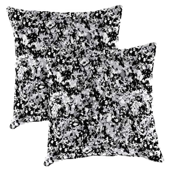 Jordan Manufacturing 16 in. L x 16 in. W x 4 in. T Square Outdoor Throw Pillow in Fleck Onyx (2-Pack)