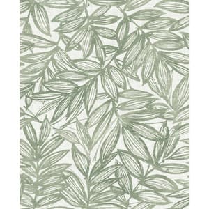 Green Rhythmic Leaf Wallpaper Sample