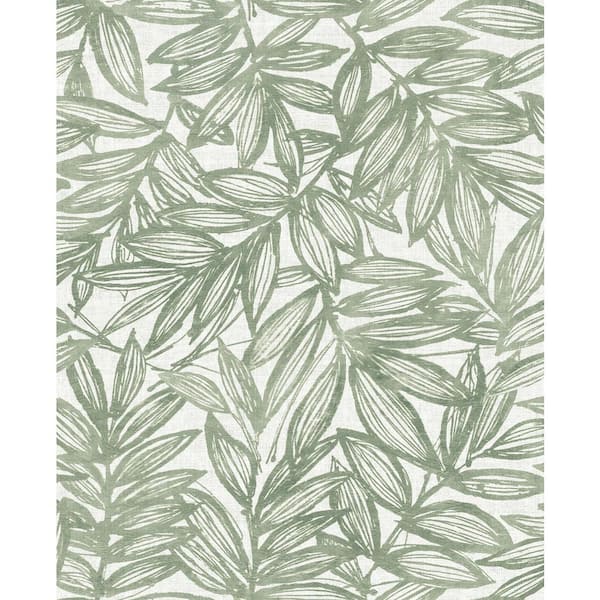 A-Street Prints Green Rhythmic Leaf Wallpaper Sample