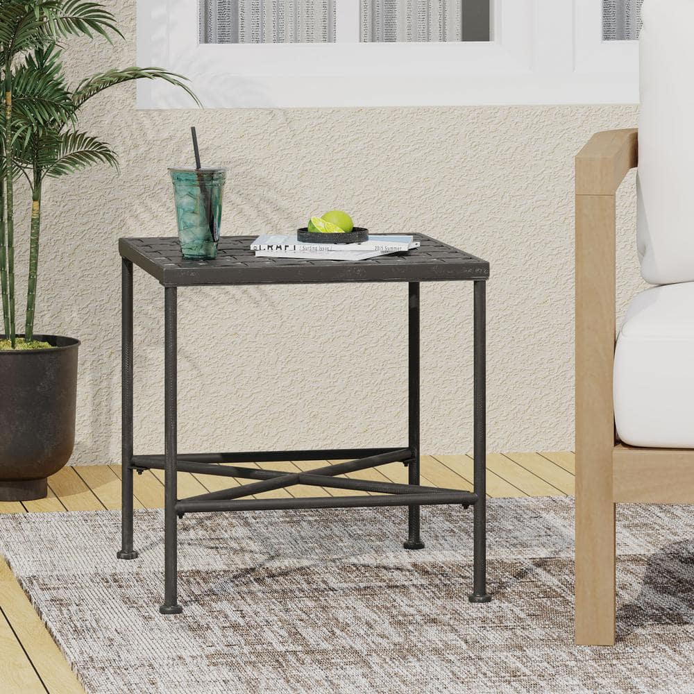 Petra Black Iron Square Outdoor Side Table