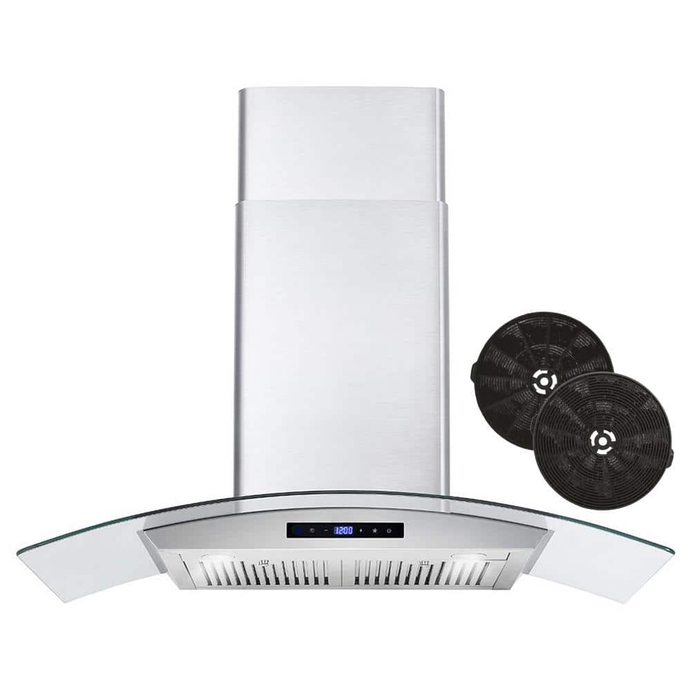 Cosmo 36 in. Convertible Wall Mount Range Hood with Touch Controls, LED Lighting and Permanent Filters in Stainless Steel, Silver