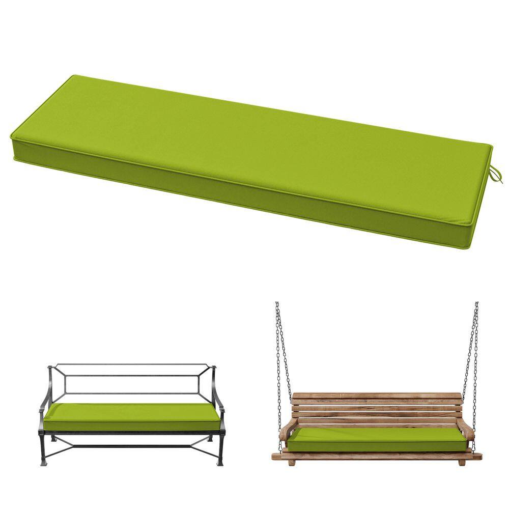 42 in. x 18 in. x 3.5 in. Rectangular Outdoor Porch Swing Bench Cushion Grass Green