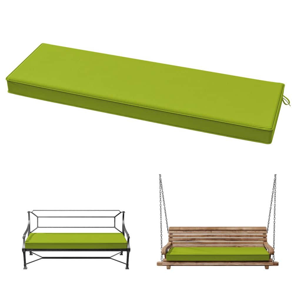 48 in. x 18 in. x 3.5 in. Rectangular Outdoor Porch Swing Bench Cushion Grass Green