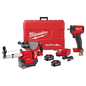 M18 FUEL 18V Lith-Ion Brushless 1-1/8 in. Cordless SDS-Plus Rotary Hammer w/2 Batteries & M18 FUEL Impact Wrench