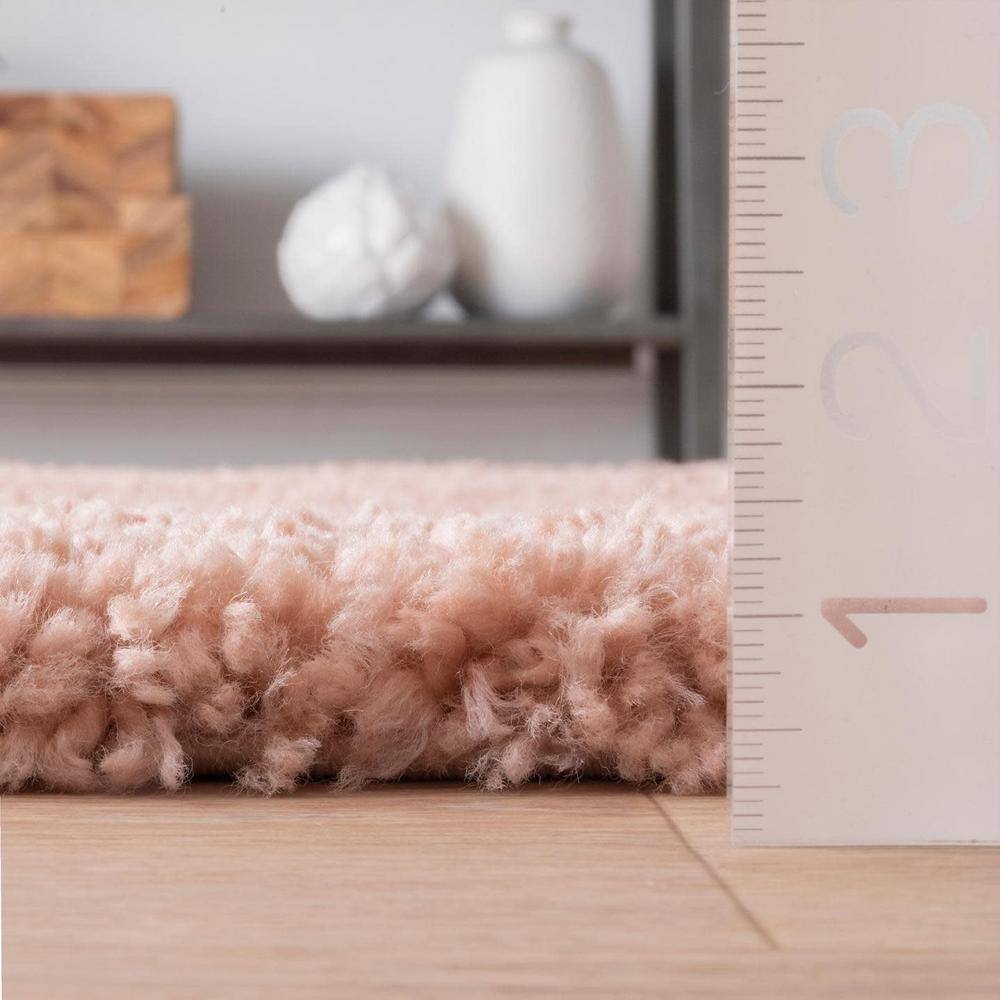 Luxe Braided Tassel Pink Shag Rug 2' x 3'