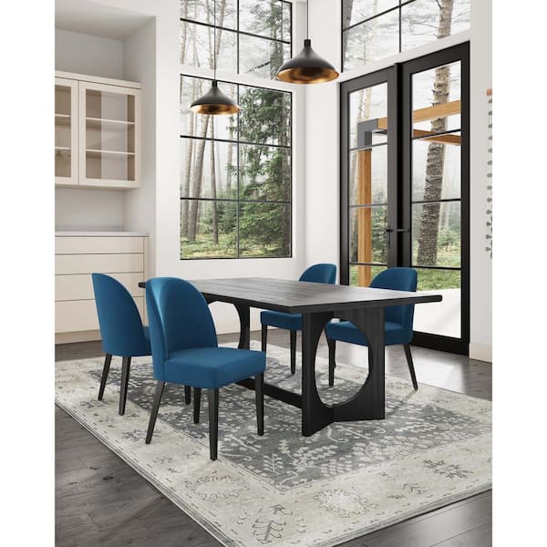 Manhattan Comfort Hillman Modern Blue Velvet Upholstered Dining Chair (Set of 4)