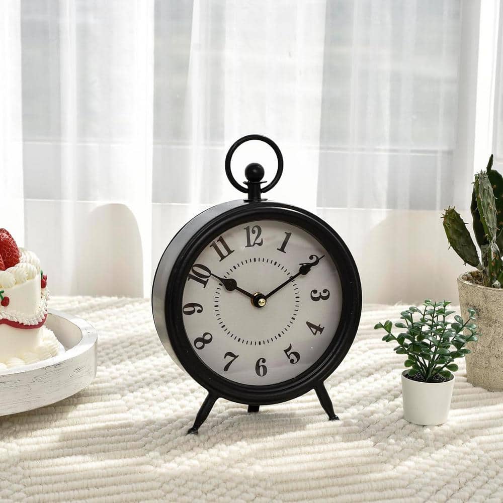 Alcott Hill® Digital Metal Mechanical Tabletop Clock in Black