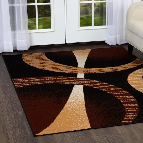 Premium Indus Black/Brown 5 ft. x 7 ft. Geometric Area Rug