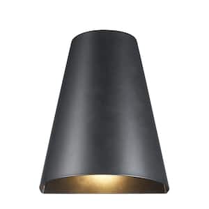 Oro 1-Light Matte Black Outdoor Wall Light Fixture with Metal Shade