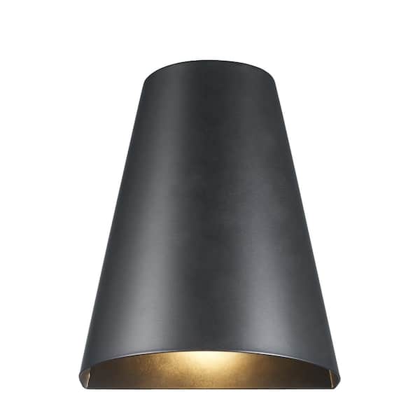 Bel Air Lighting Oro 1-Light Matte Black Outdoor Wall Light Fixture with Metal Shade