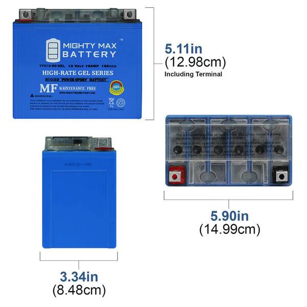 MIGHTY MAX BATTERY YTX12-BS 12V 10AH GEL Battery for Suzuki VZ800