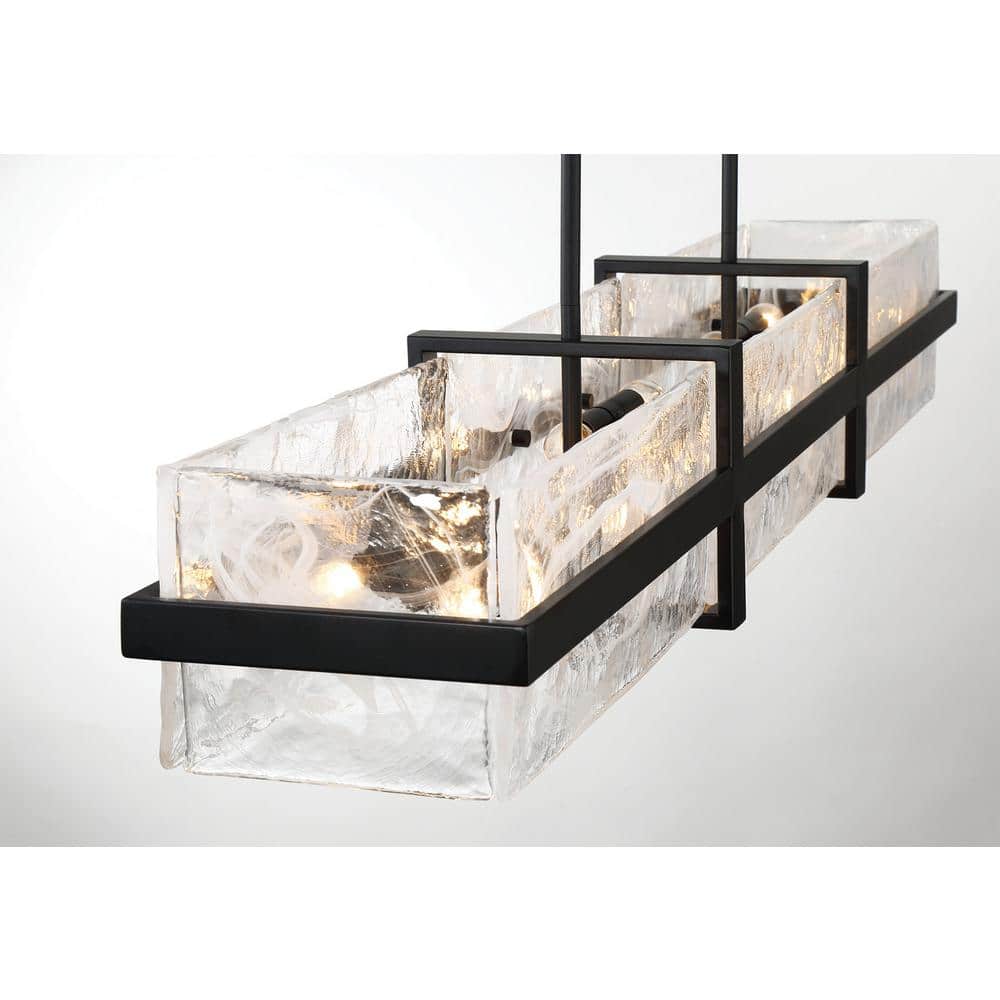 Coal and Cloud Glass 12-Light Linear Chandelier