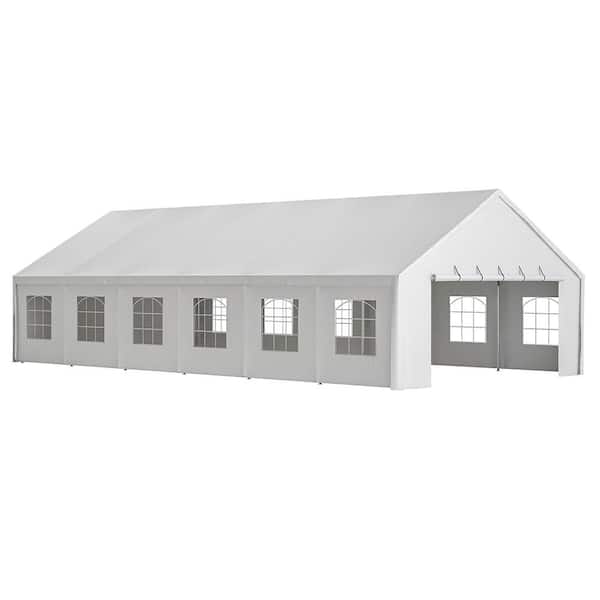 20 ft. x 40 ft. White Outdoor Canopy Gazebo Party Tent with 3 Carry Bags, Removable Sidewalls for Patio, Parties