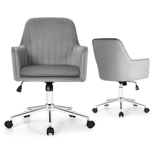Velvet Accent Office Chair Swivel Task Chair with Arms, Height Adjustable and Removable Cushion, Grey