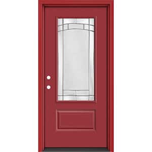 Performance Door System 36 in. x 80 in. 3/4-Lite Right-Hand Inswing Element Red Smooth Fiberglass Prehung Front Door