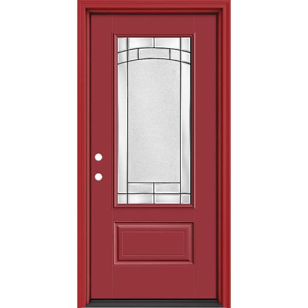 Performance Door System 36 in. x 80 in. 3/4-Lite Right-Hand Inswing Element Red Smooth Fiberglass Prehung Front Door