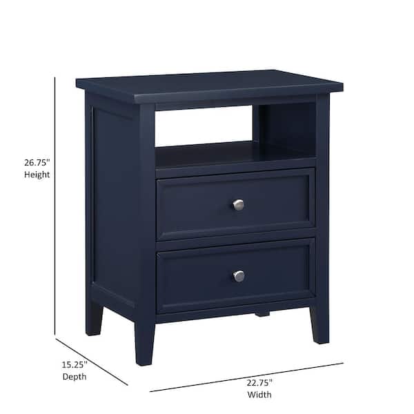 Walker Midnight Blue 2-drawer 22.75 in. W Nightstand 834-10-14