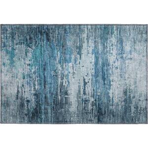 Mayfield Premium Machine Washable Abstract AMF2034 Blue 2 ft. x 3 ft. Accent Rug