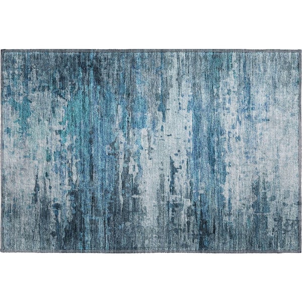 Mayfield Premium Machine Washable Abstract AMF2034 Blue 2 ft. x 3 ft. Accent Rug