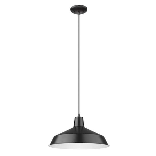Acclaim Lighting Alcove 1-Light Matte Black Pendant with Metal White Interior Shade
