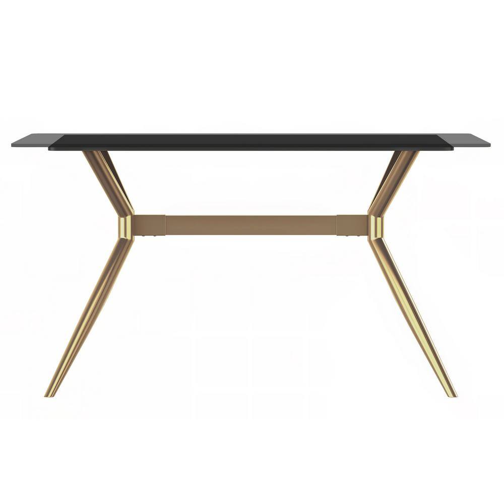 Modern 55" Clear Glass Dining Table with Gold Steel Base