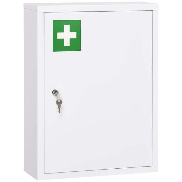 kleankin 6 in. W x 15.75 in. D x 21 in. H Bathroom Storage Wall Cabinet in White with 2 Keys