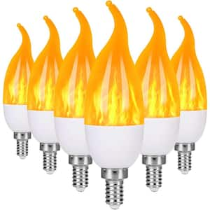 2.5-Watt E12 LED Flame Light Bulbs with 3 Modes Flickering Light Bulb - Candelabra Candle Fire Light (6 Pack)