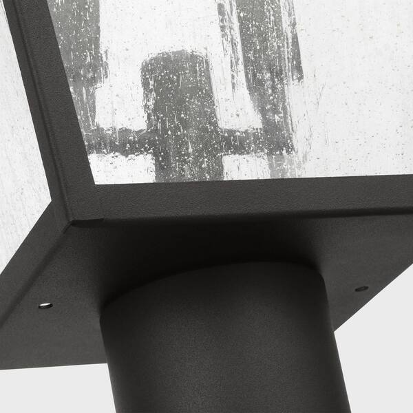 SCOTT LIVING - Kennewick 9 in. W 2-Light Textured Black Metal Hardwired Outdoor Weather Resistant Post Light with No Bulbs Included