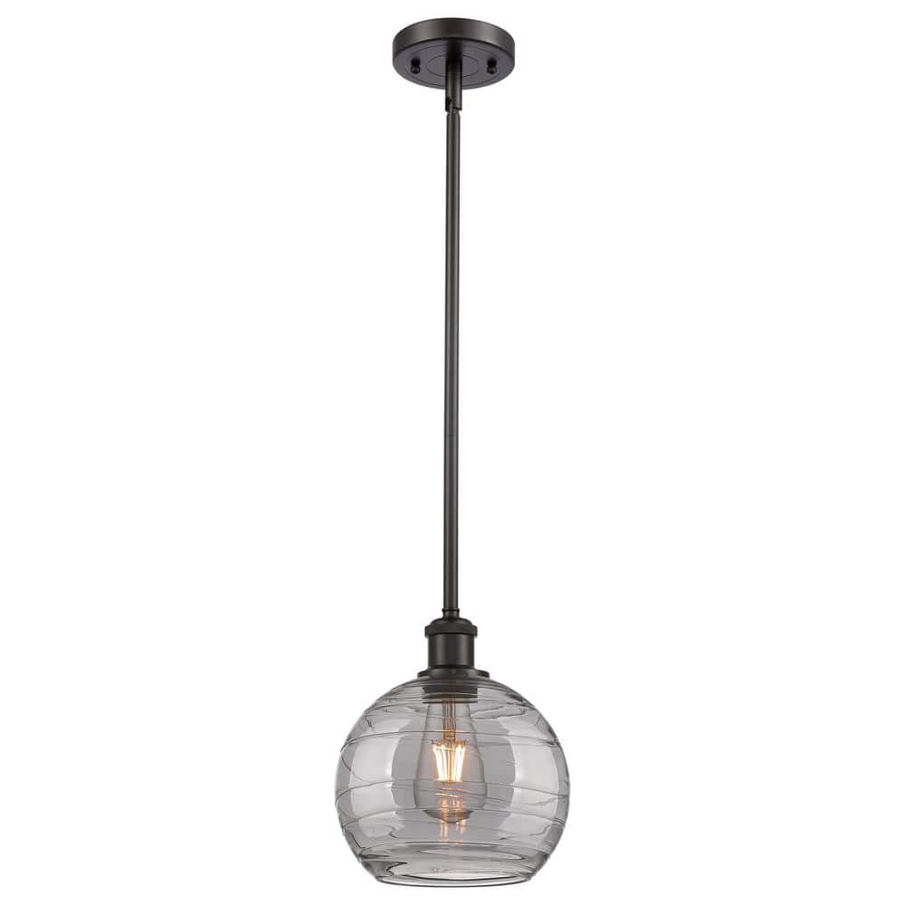 Athens Deco Swirl 100-Watt 1-Light Oil Rubbed Bronze Standard Mini Pendant Light with Painted Glass Shade price history on PriceWatchPro