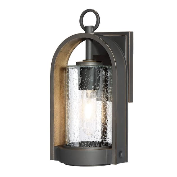 The Great Outdoors Kamstra 1-Light Oil Rubbed Bronze Outdoor Wall Lantern Sconce Cylinder