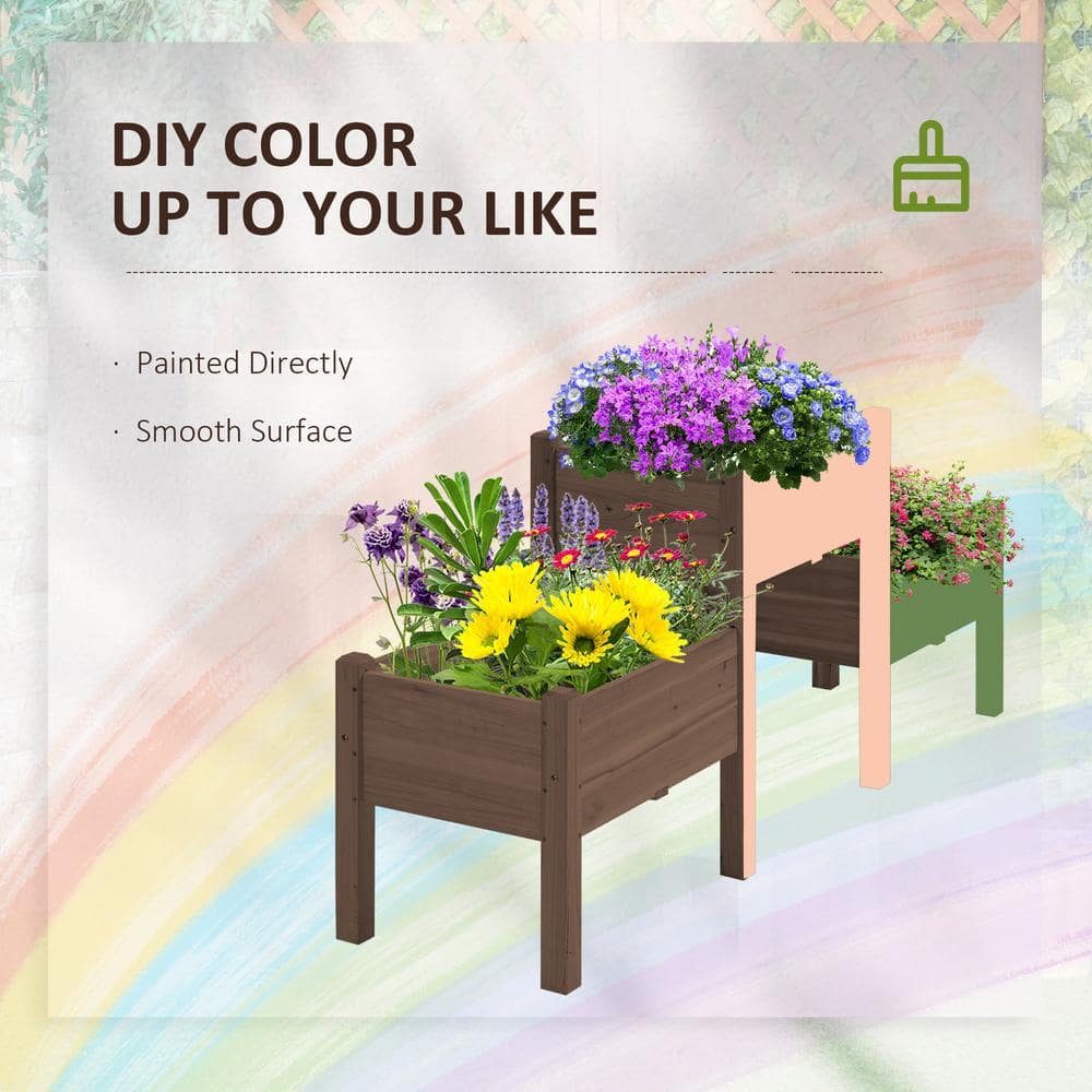 Medium Wood 3-Tier Raised Garden Bed Planter Box