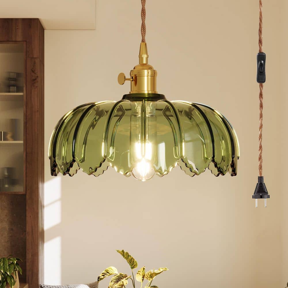 Morauroral Modern 1-Light Green Plug-In Mid-Century Hanging