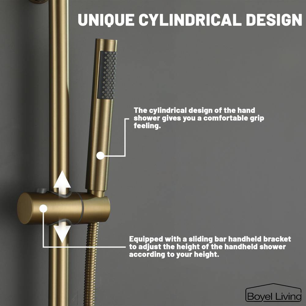 Brushed Gold Dual Rain and Handheld Shower System