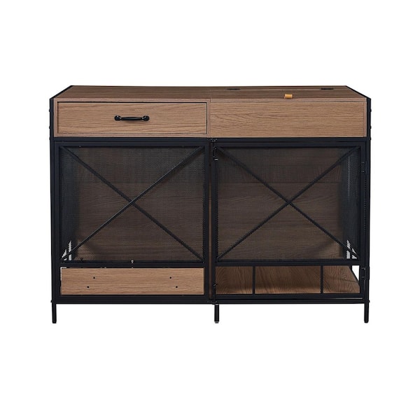 34 in. H Wood Furniture-tyle Dog Crate/Cage for Medium Dog in Brown