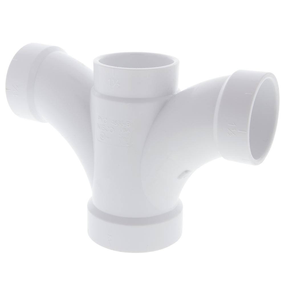 2 in. x 1-1/2 in. x 1-1/2 in. x 1-1/2 in. PVC DWV Double Fixture All Hub Tee Fitting price history on PriceWatchPro