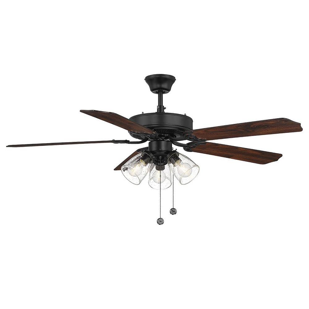TUXEDO PARK LIGHTING 52 in. Indoor Matte Black Ceiling Fan