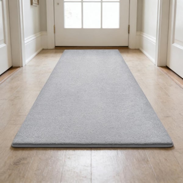 Gray 2 Ft.x 6 Ft.Plush Soft Runner Rug Self Adhesive Non Slip Back Indoor Mat For Hallway Entryway Multiple Use