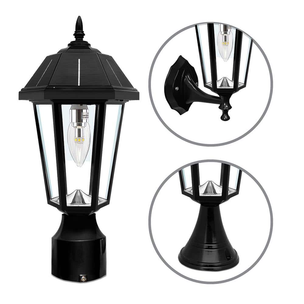 geestelijke balans Theseus Gama Sonic Topaz Outdoor Black Solar Integrated LED Post Light with 3 in.  Fitter, Pier and Wall Sconce Options GS-149BFPW - The Home Depot