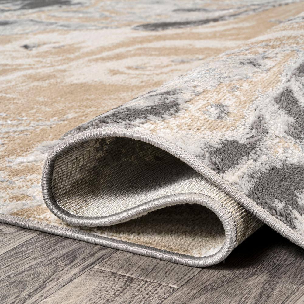 Beige and Ivory Marbled Abstract 4x6 Area Rug