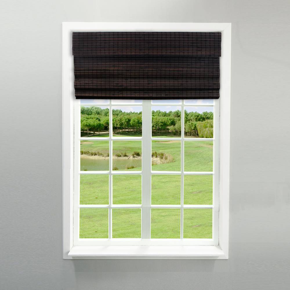 Cordless Espresso Bamboo Blackout Roman Shade