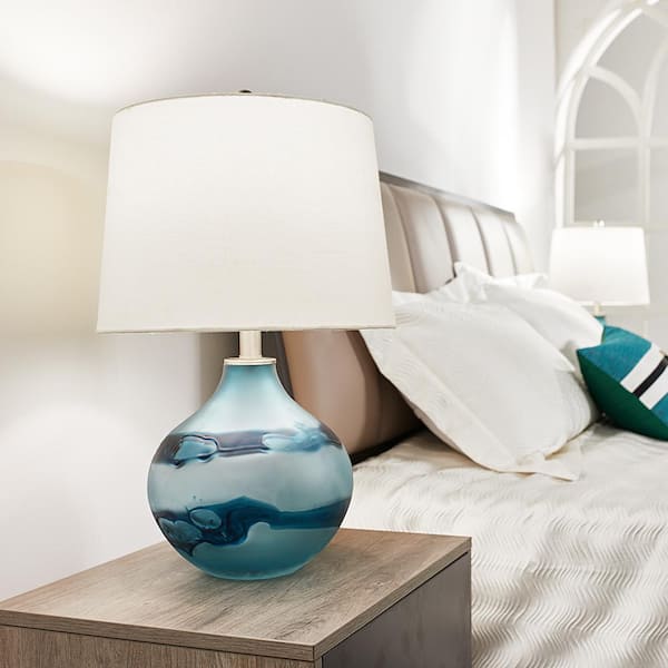 Columbia 22 " Blue Glass Table Lamp Set (Set of 2)