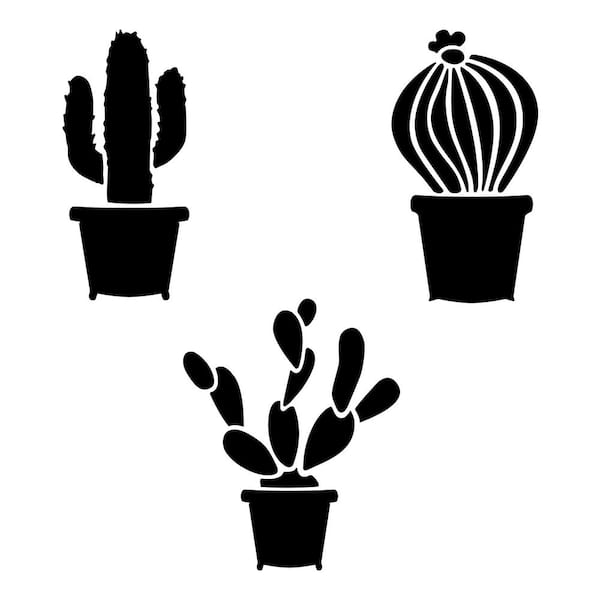 Cactus silhouette, Silhouette art, Silhouette stencil