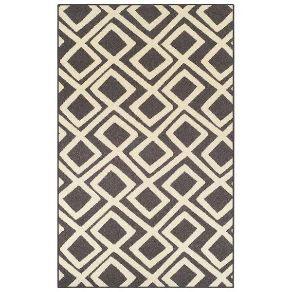 SUPERIOR Flagstone Grey 4 ft. x 6 ft. Modern Geometric Polypropylene Area Rug