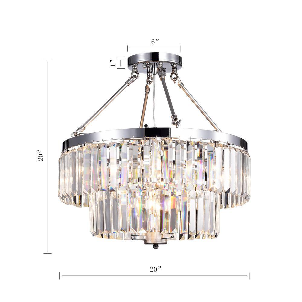 Alytus 20" Chrome and Glass 9-Light Semi Flush Mount