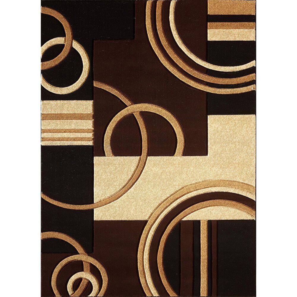 Brown Polypropylene 4 ft. x 6 ft. Geometric Indoor Area Rug