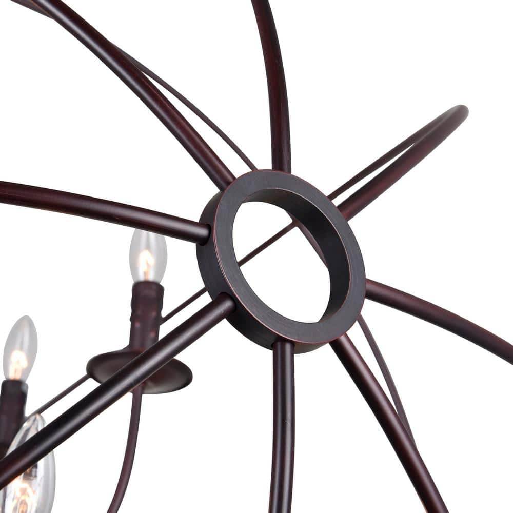Arza Rustic Orb 22" Dark Brown Iron Cage Chandelier