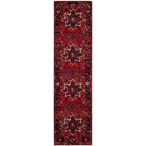 Vintage Hamadan Red/Multi 2 ft. x 14 ft. Floral Border Runner Rug